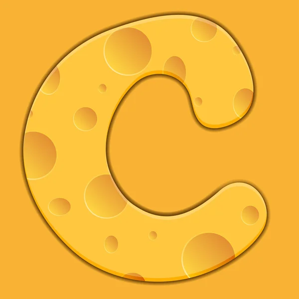 矢量橙色背景上的奶酪字母 c。10 eps — 图库矢量图片