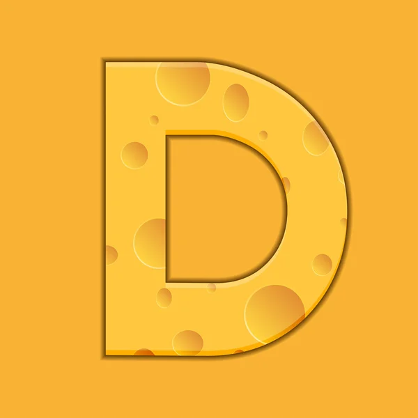 stock vector Vector cheese letter D on orange background. Eps 10