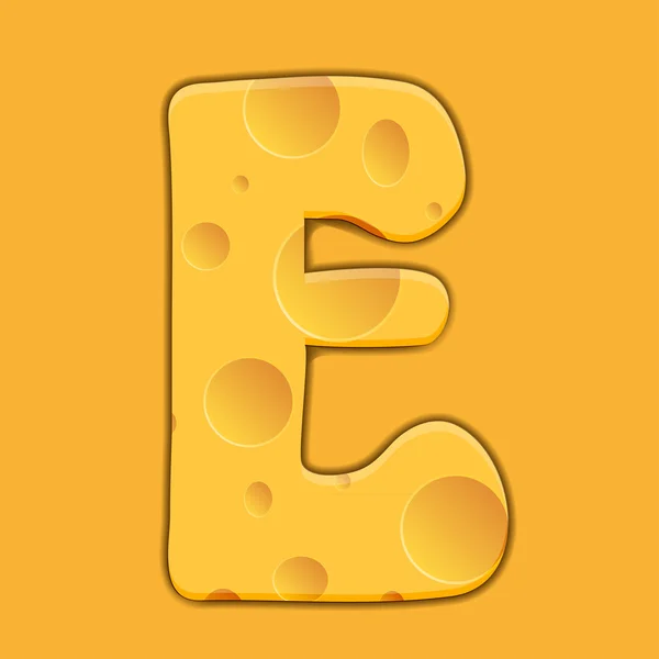 Vector cheese letter E on orange background. Eps 10 — Stock Vector