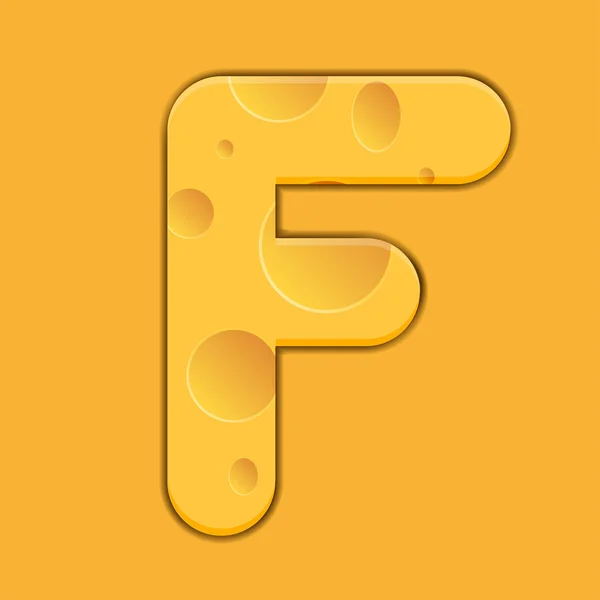 Vector cheese letter F on orange background. Eps 10 — Stock Vector