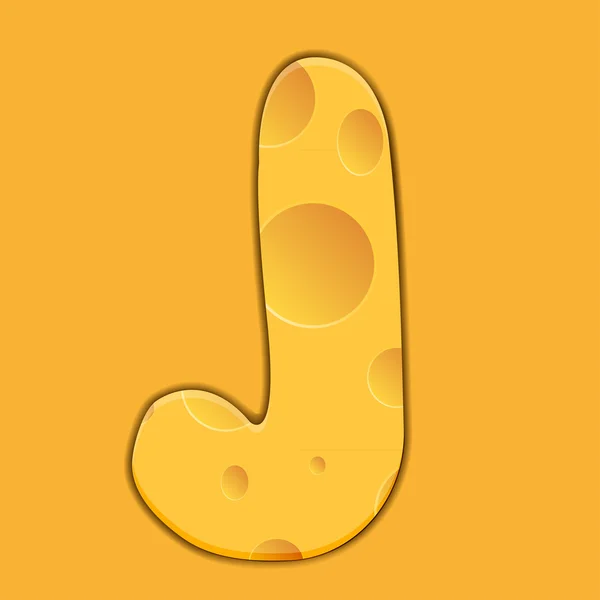 Vector cheese letter J on orange background. Eps 10 — Stock Vector