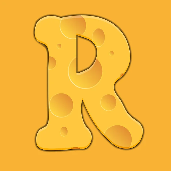 Lettera R del formaggio vettoriale su sfondo arancione. Eps 10 — Vettoriale Stock