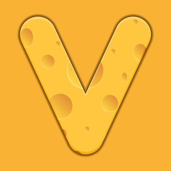 Fromage vectoriel lettre V sur fond orange. Eps 10 — Image vectorielle