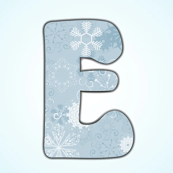 Vektorové vánoční písmeno e na modrém pozadí. EPS 10 — Stockový vektor