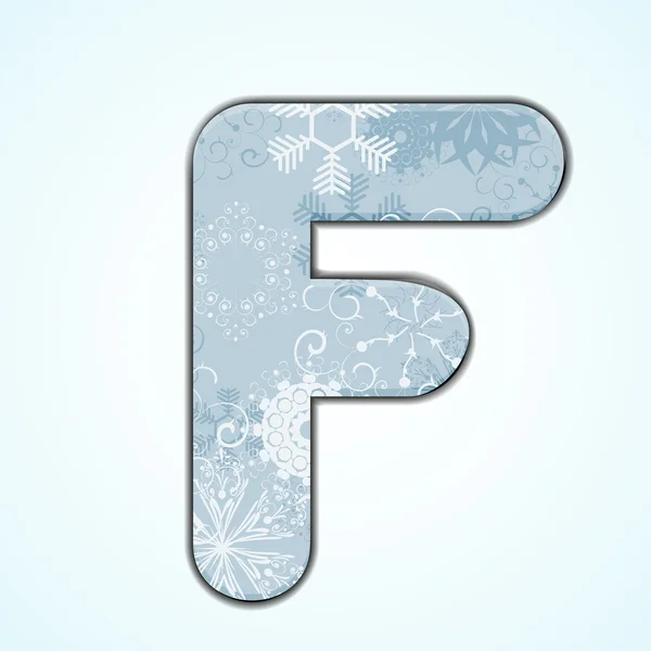 Vector navideño letra F sobre fondo azul. Eps 10 — Vector de stock