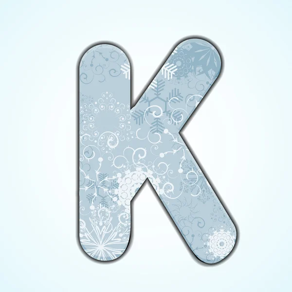Lettera di Natale vettoriale K su sfondo blu. Eps 10 — Vettoriale Stock