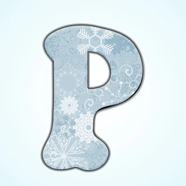 Vektor-Weihnachtsbrief p auf blauem Hintergrund. Folge 10 — Stockvektor