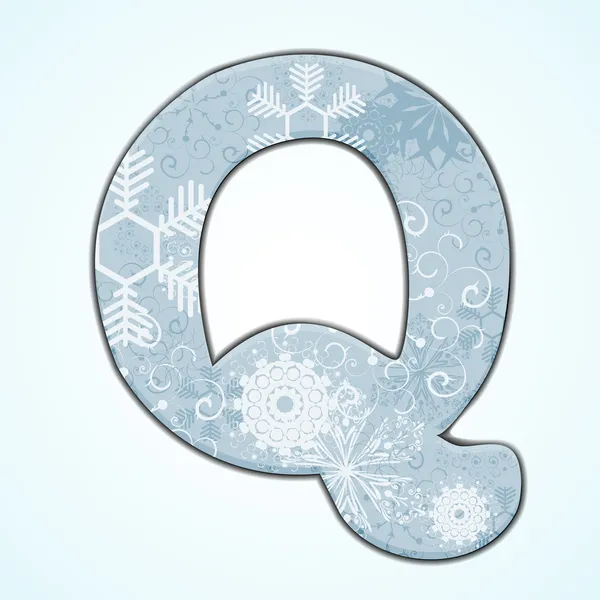 Vektor-Weihnachtsbrief q auf blauem Hintergrund. Folge 10 — Stockvektor
