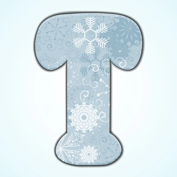 Vecteur lettre de Noël T sur fond bleu. Eps 10 — Image vectorielle