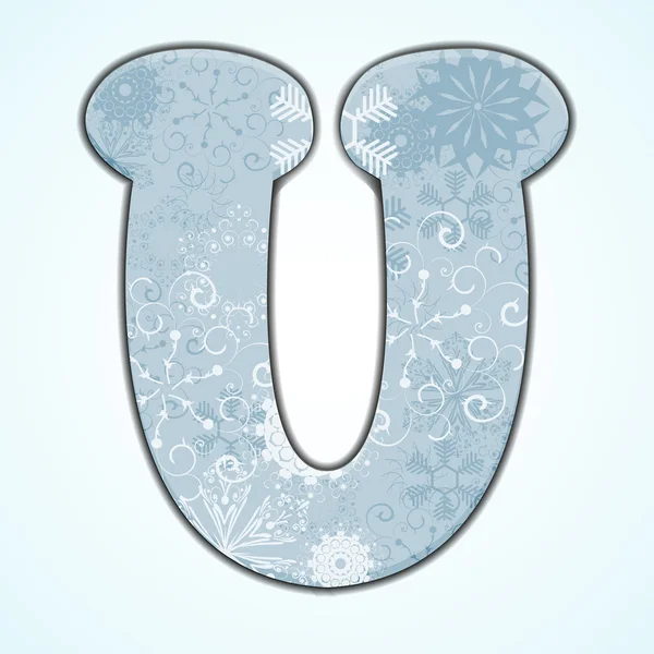 Vector navideño letra U sobre fondo azul. Eps 10 — Archivo Imágenes Vectoriales