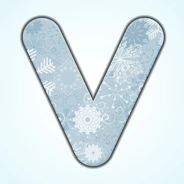 Vektor-Weihnachtsbrief v auf blauem Hintergrund. Folge 10 — Stockvektor