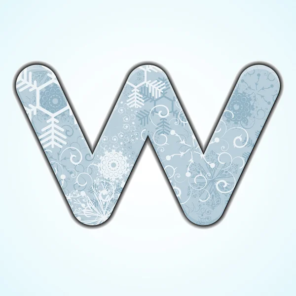 Vector Christmas letter W on blue background. Eps 10 — Stock Vector