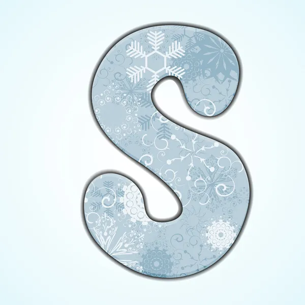 Vector navideño letra S sobre fondo azul. Eps 10 — Vector de stock