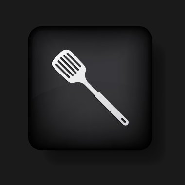 Vector slotted kitchen spoon icon on black. Eps 10 clipart