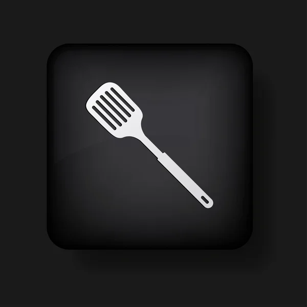 Vector slotted kitchen spoon icon on black. Eps 10 — Stock Vector