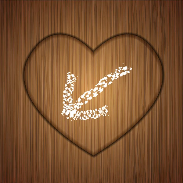 Векторное деревянное сердце на деревянном фоне. Eps 10 — стоковый вектор