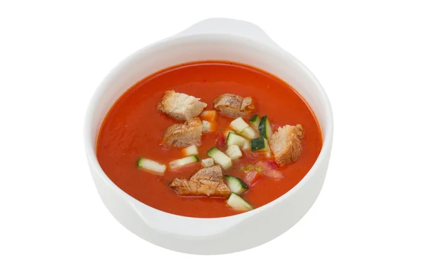 Soup gaspacho in the white bowl — Stock Photo, Image