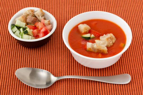 Soup gaspacho in the white bowl — Stock Photo, Image