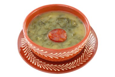 Soup with sausage in the bowl clipart