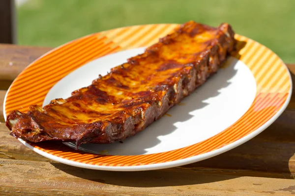 Pork ribs on a plate — Stock Photo, Image