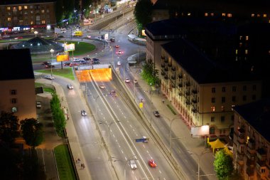 gece şehir havadan görünümü, Kiev, Ukrayna