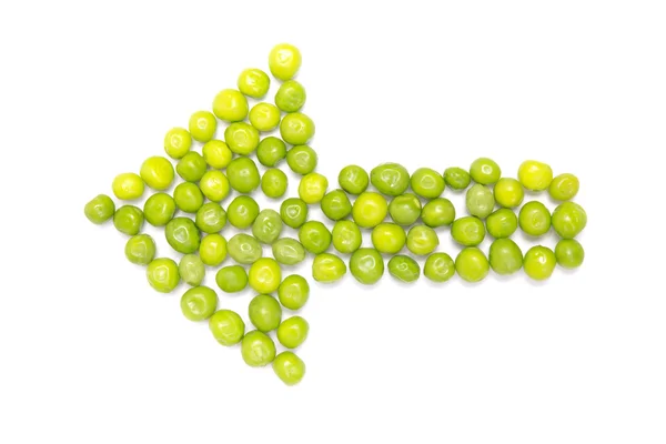 화살표의 모양에 녹색 완두콩 포드 — 스톡 사진