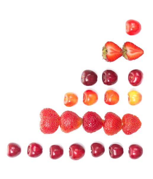 Diagramm aus Kirschen und Erdbeeren — Stockfoto