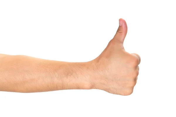 Mão com polegar para cima isolado em branco — Fotografia de Stock