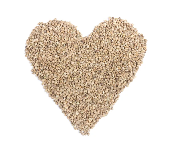 Heart from hemp seeds — Stock Photo, Image