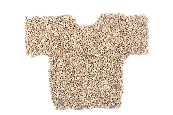 Hemp seeds in shape of t-shirt — Stock Photo, Image