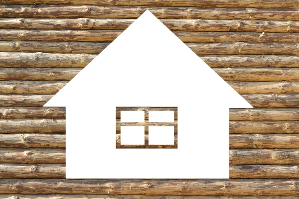 Ícone de casa de madeira no branco — Fotografia de Stock