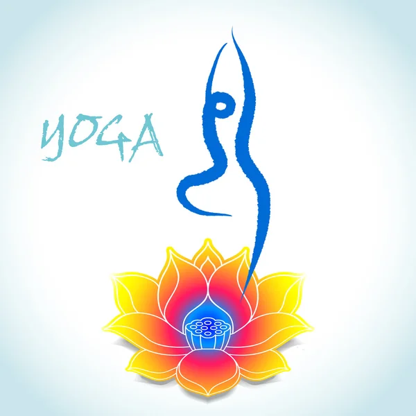 Vektor: Yoga und Wellness-Lotus abstraktes Symbol, Baumstehend — Stockvektor