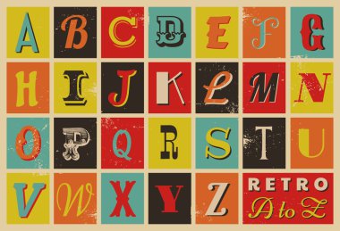 retro tarzı alfabesi