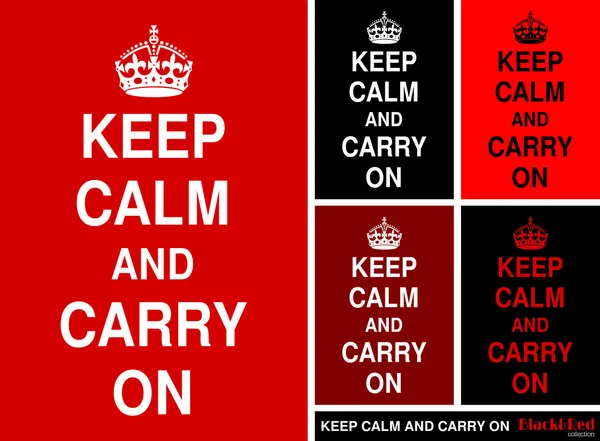 "Mantenga la calma y continúe "en rojo y negro — Vector de stock