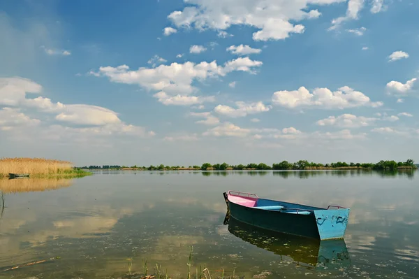 stock image Spring landscape with boat