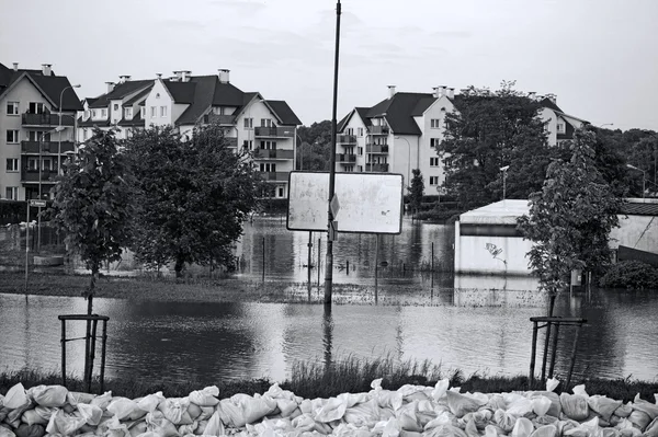 Overstroomd stad — Stockfoto