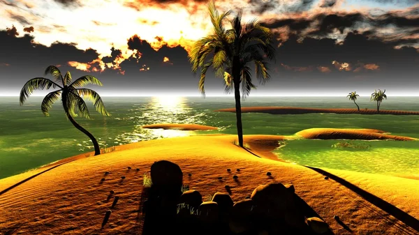 在热带天堂夏威夷日落 — 图库照片