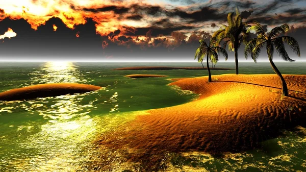 ดวงอาทิตย์ตกฮาวายในสวรรค์เขตร้อน — ภาพถ่ายสต็อก