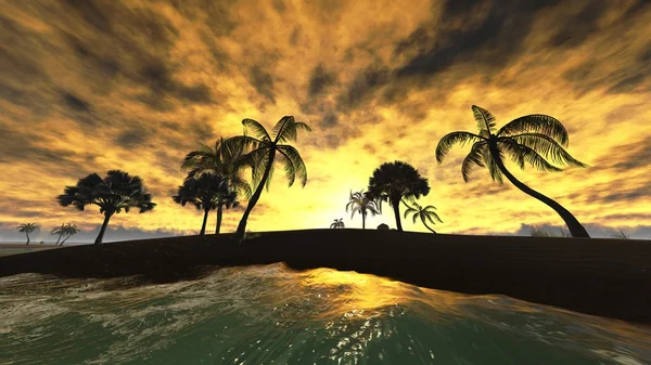 Coucher de soleil hawaïen au paradis tropical — Photo