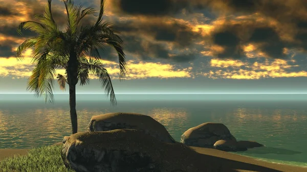 Hawaiianischer Sonnenuntergang im tropischen Paradies — Stockfoto