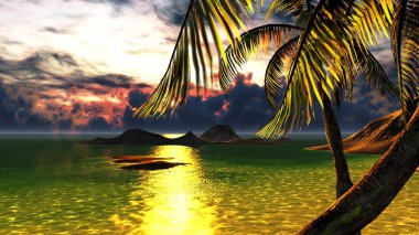 Tropical beach paradise clipart