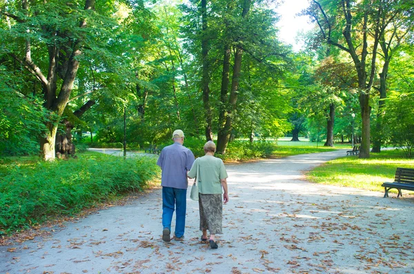Senioren koppel in het park — Stockfoto