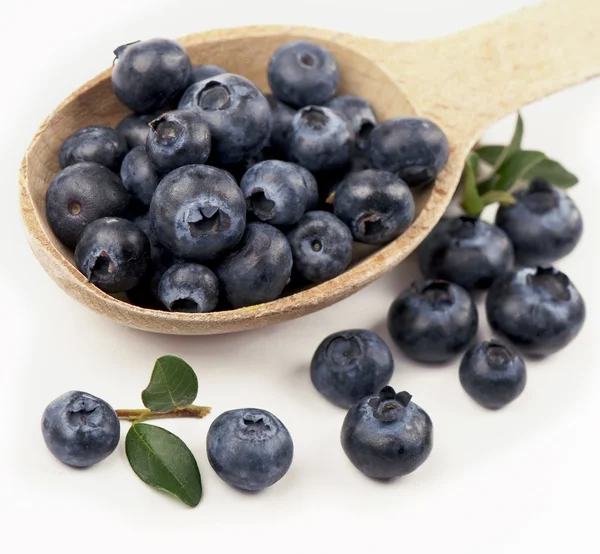 Spoon with blueberries — Stock Photo, Image