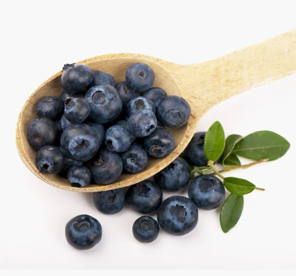 Spoon with blueberries — Stock Photo, Image