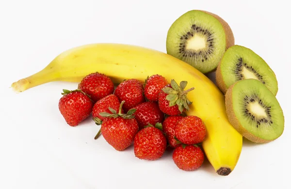 Morango, kiwi e banana — Fotografia de Stock