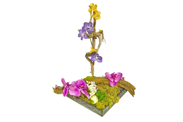 Decorative flower arrangement, isolated in white — Stock Photo, Image