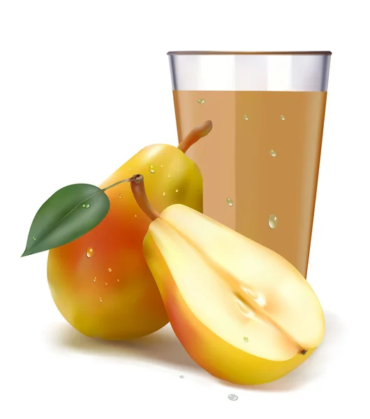 Грушевый сок в стакане фруктов — стоковый вектор