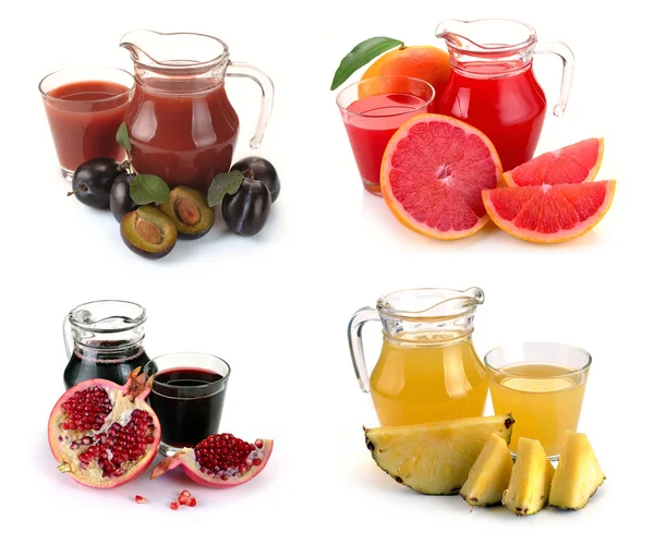 Glas en kruik van fruit sap instellen — Stockfoto
