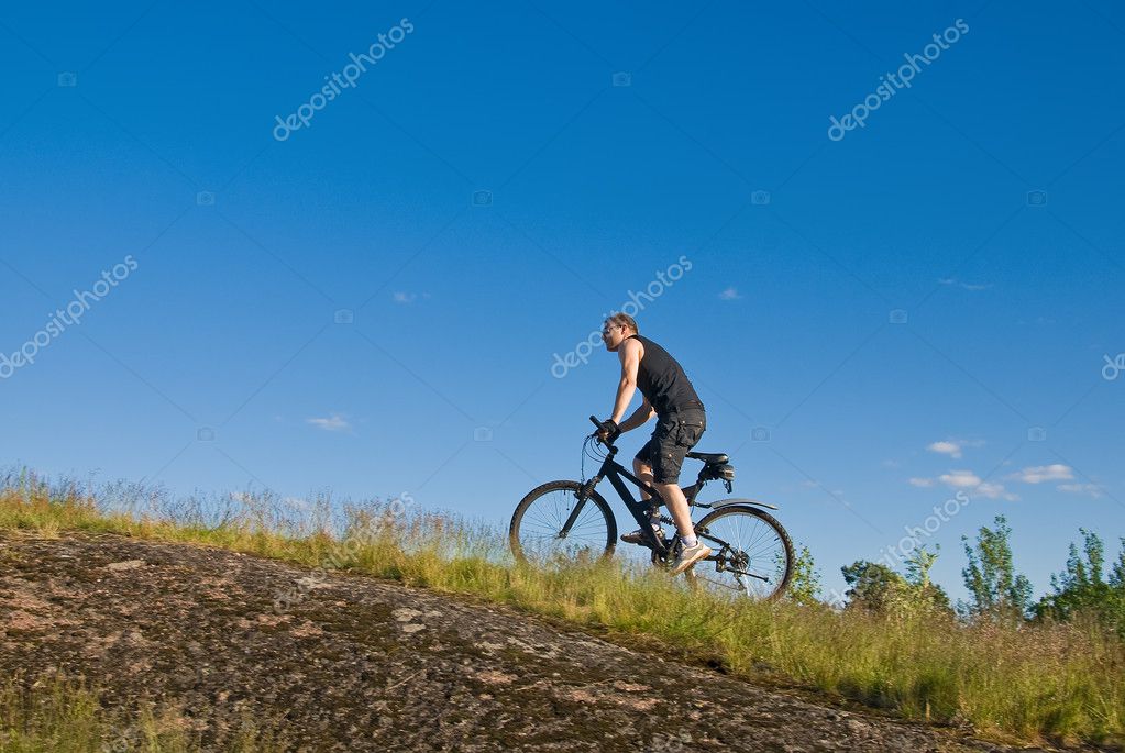 man on mountain bike