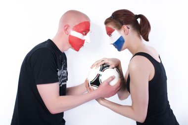 Football soccer fans fights over ball clipart